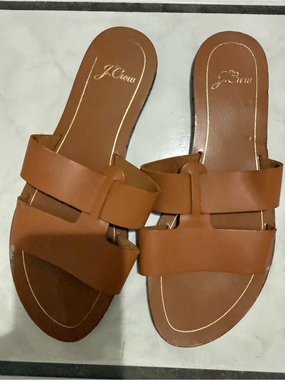 J. Crew Women’s Brown Leather Slide Sandals